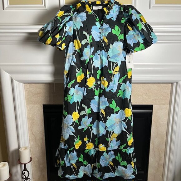 Tuckernuck Black & Airy Blue Floral Mimi Midi Dress - Picture 2 of 2